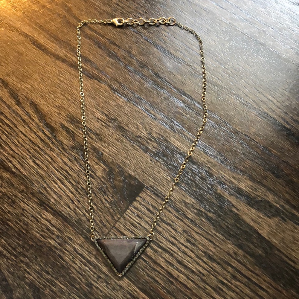 Gray stone triangle necklace